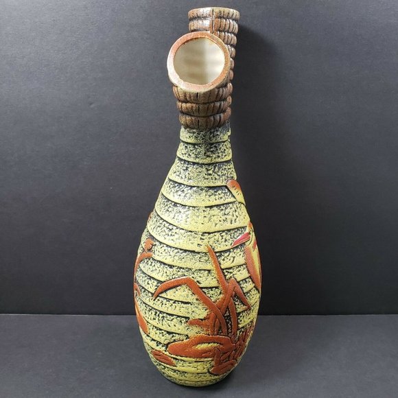 Pier 1 Brown Yellow 11.75" Ribbed Decorative Ceramic Vase - Picture 3 of 12